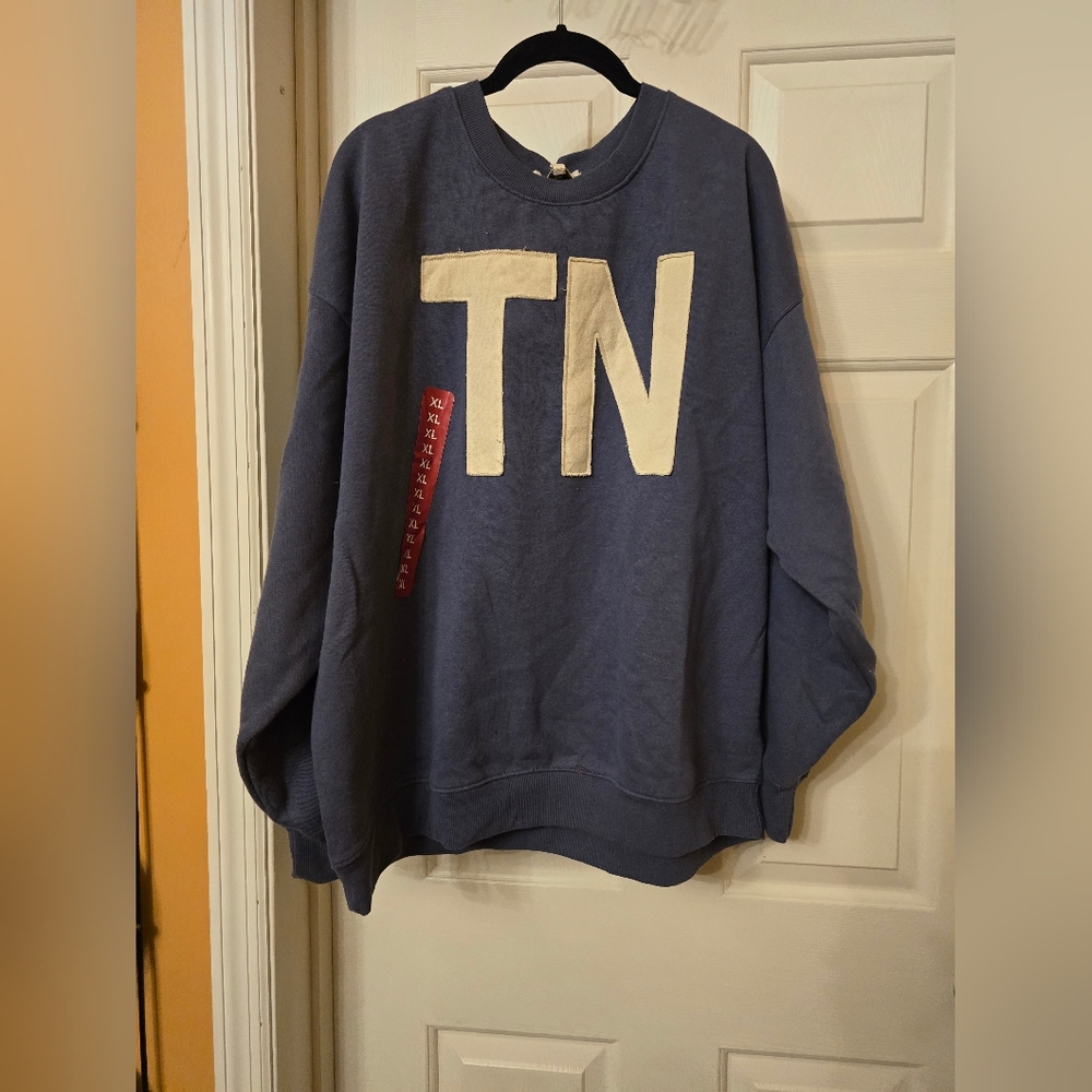 State of Mind Blue Crewneck Sweater with Cream Letters
